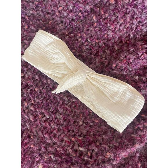 ANTHROPOLOGIE Tie Front Bandeau Crop Top  Medium M White - Picture 2 of 5